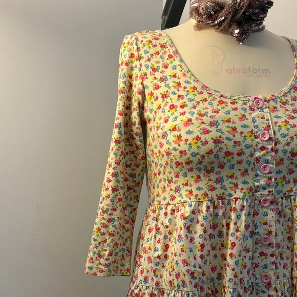 Rare Vintage Betsey Johnson Floral Midi Dress - Multicolor - Picture 3 of 10